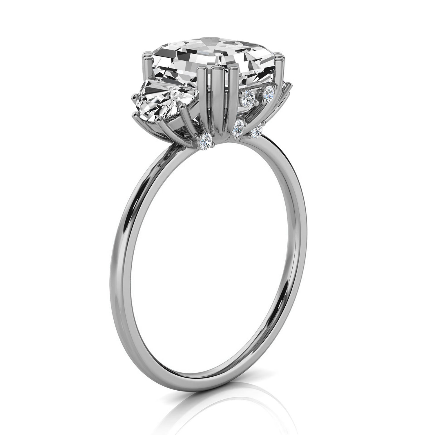 14K White Gold Vale Organic Half Moon & Round Lab Grown Diamond Ring (1/2 ct. tw)
